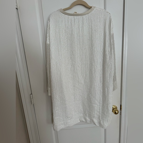 Anthropologie “Let Me Be” White Sequined & Beaded Tunic Dress, size XL - Picture 2 of 5